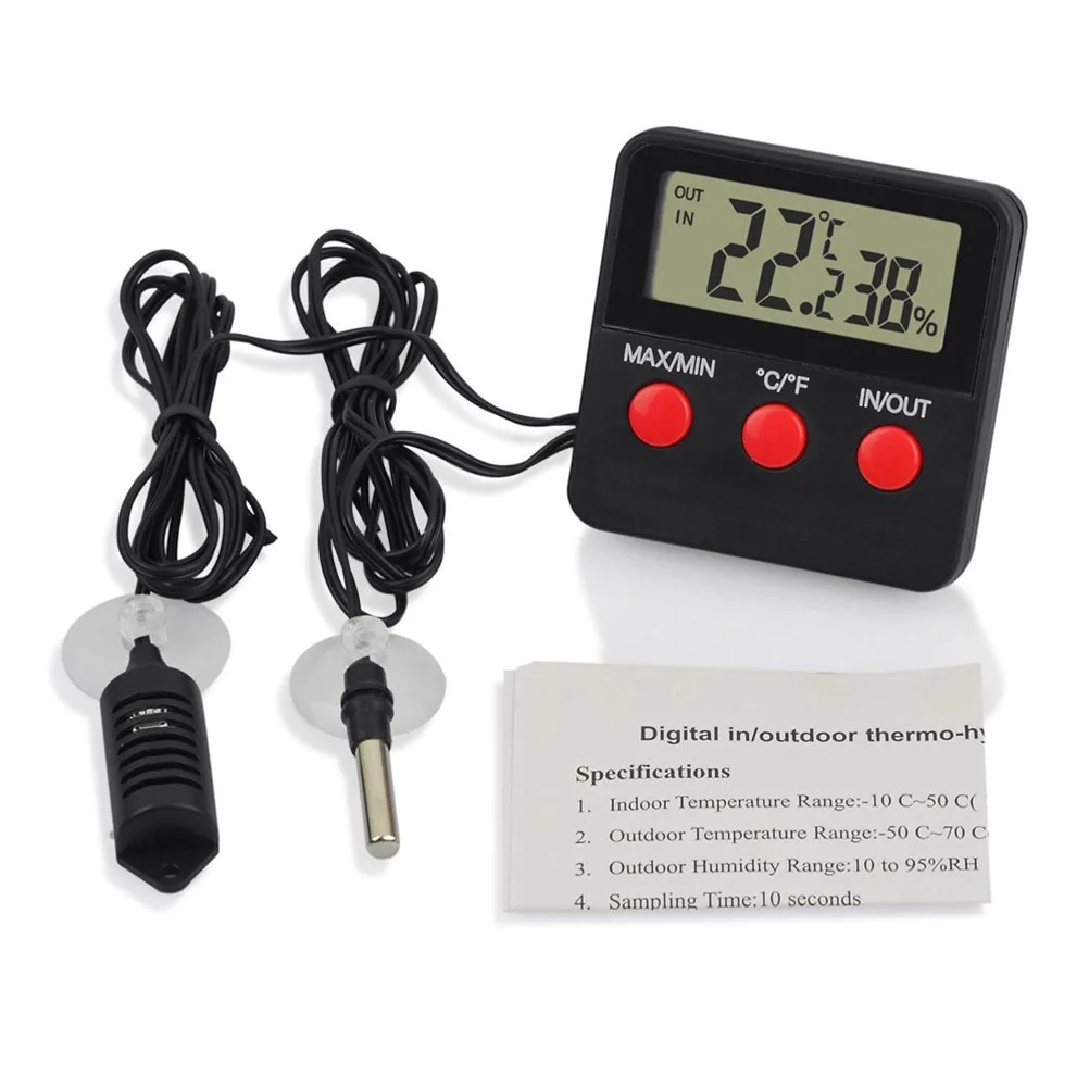 

1 set Lcd Digital For Indoor Outdoor Reptile Pet Hygrometer Pet Thermometer Hygrometer Thermometer Lizard Gecko Snake Turtle