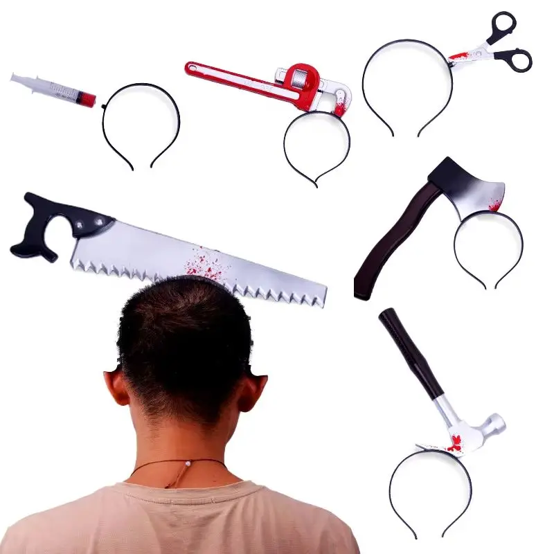 ที่คาดผมฮาโลวีน อุปกรณ์เสริมผม ของเล่นแกล้งคน ที่คาดผมรูปหัวขวานปลอม สำหรับงานปาร์ตี้แฟนซี อุปกรณ์เสริมผมรูปหัวขวานคม 3 มิติ สำหรับงานปาร์ตี้