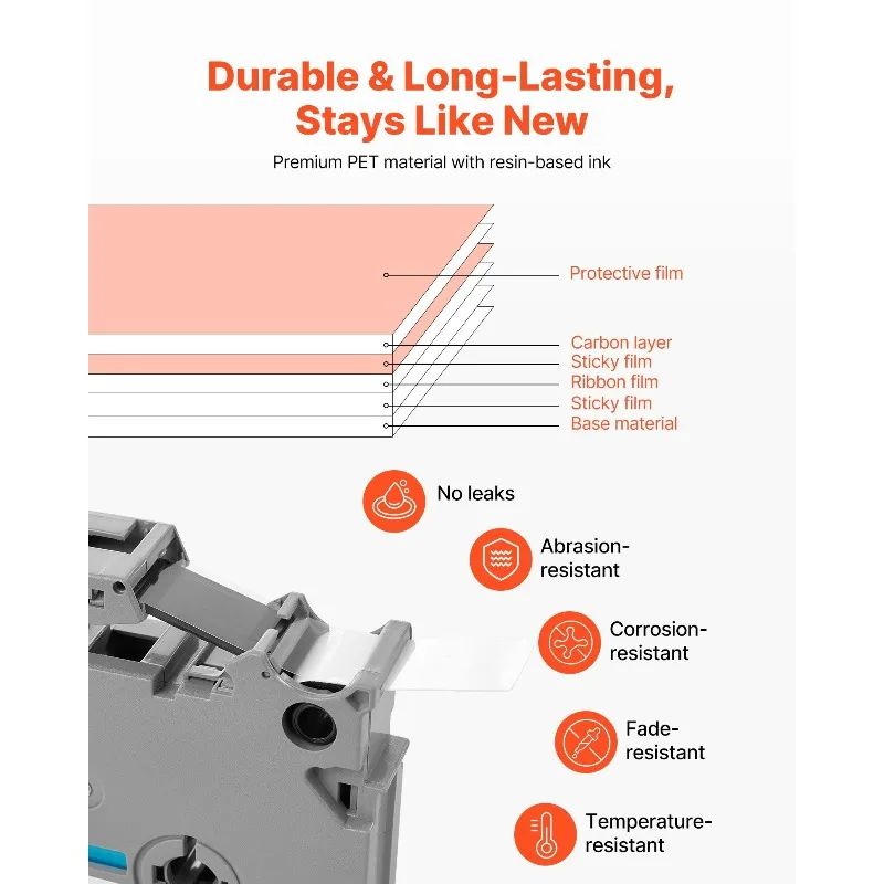 ラベルメーカーテープ 4パック 12mm 黒地に白 ラベルメーカーリフィル TZe-231