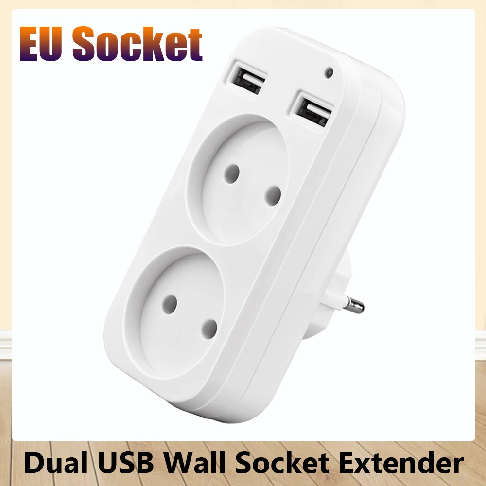 USB Power Socket 2 outlets EU Standard Adapter Expansion Socket AC Converter Adapter For Home Multifunction Converter Plug