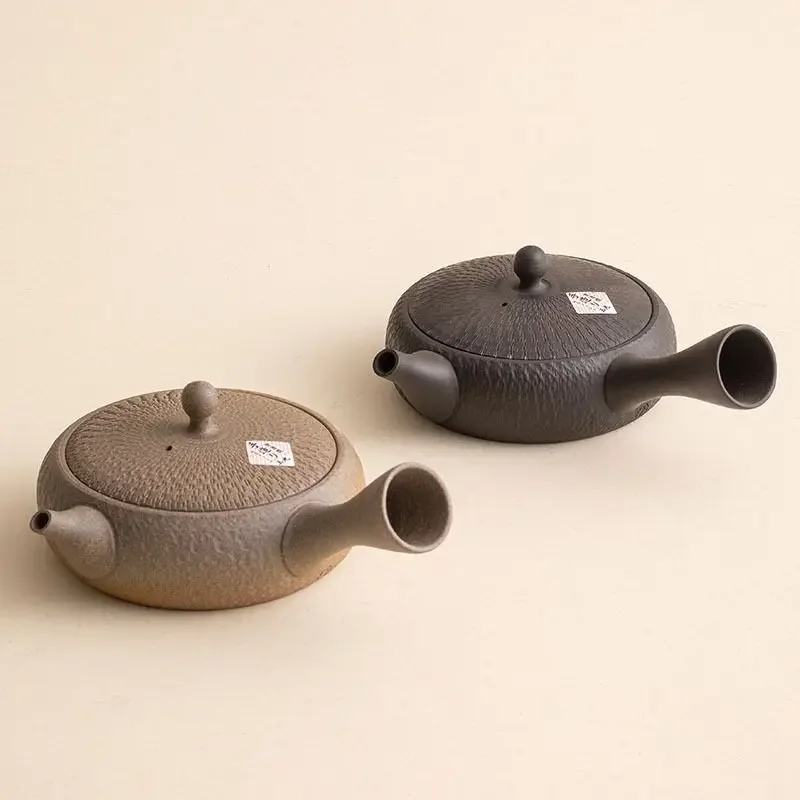 Chang Slip, retro handmade teapot, side handle pot Japanese tea set, gift-giving household coarse pottery