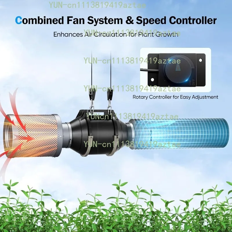 4 Inch EC Inline Duct Fan with Knob Speed Controller, CM-DF-100 Activated Carbon Filter Kit Odor Removal Ventilation Exhaust Set