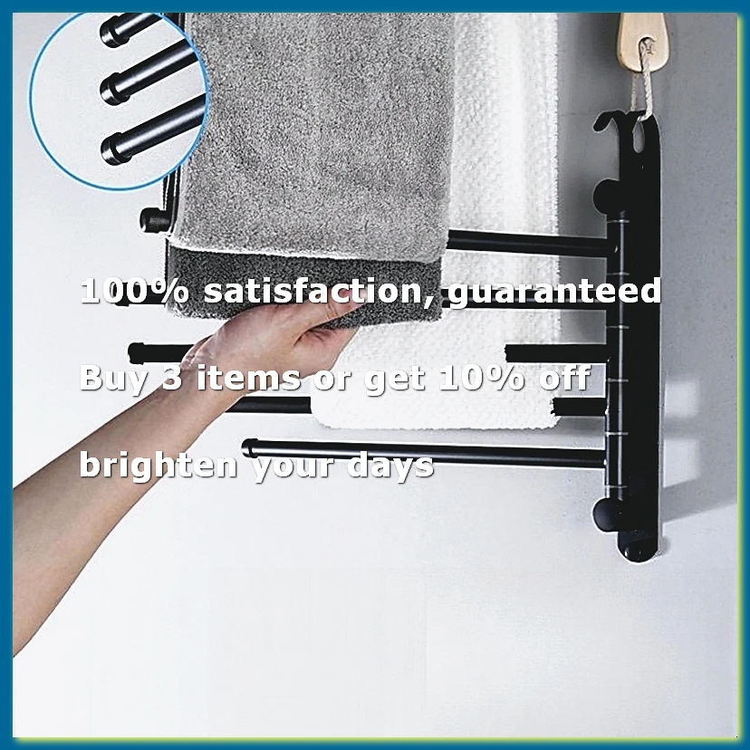 Bath Towel Rack Swivel Towel Rack Bathroom Swing Arm Towel Bar Wall Mounted Clothes Hanger 4 Strokes