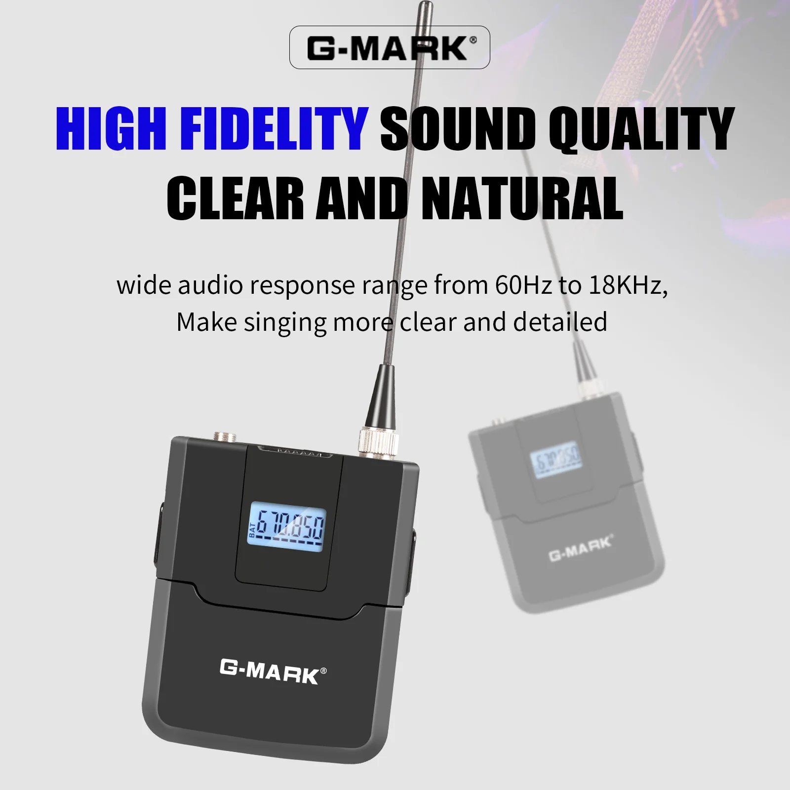 G-MARK G44S Lavalier Mic Professional UHF 4 Channels Wireless Microphone System With Bodypack Transmitters