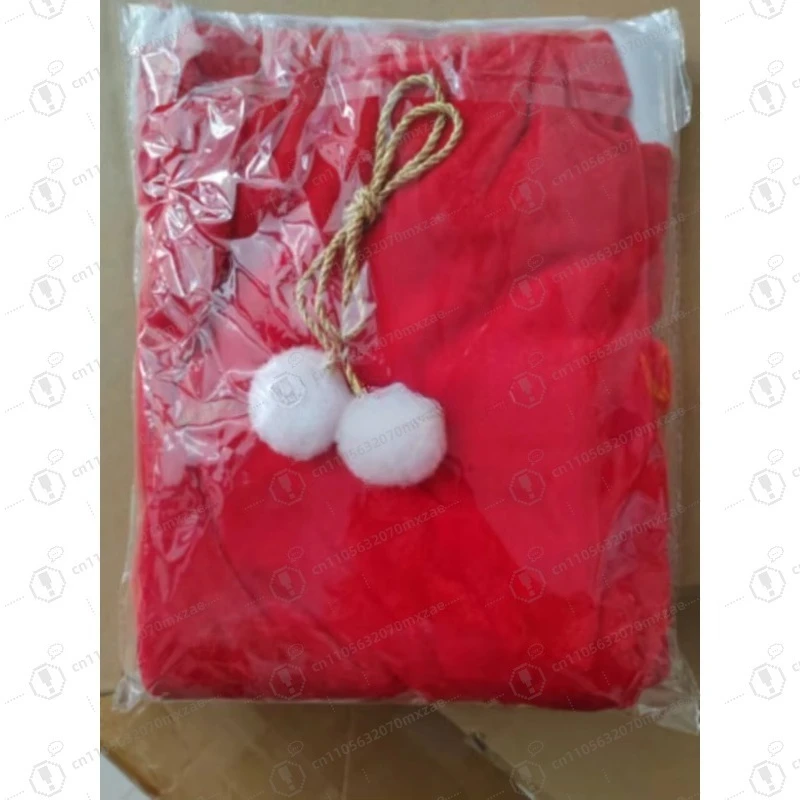 2 sacchetti regalo di Natale, sacchetti con coulisse in velluto rosso con pompon bianchi per regali di Natale