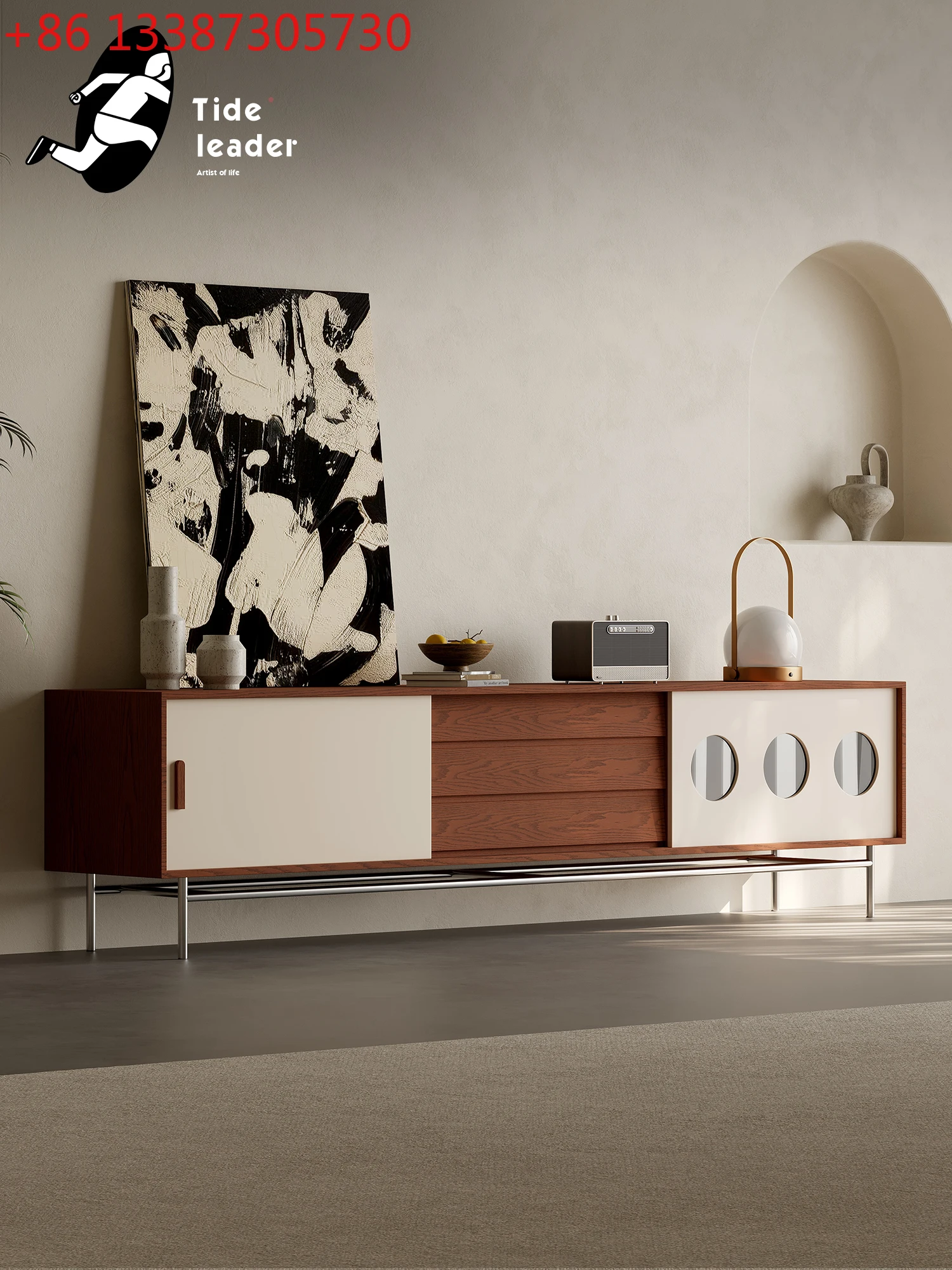 

Ретро шкаф для хранения телевизора Bauhaus, встроенная маленькая квартира