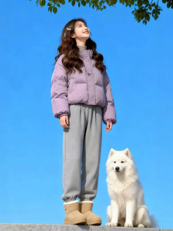 

Chic ort Purple Cotton Jaet Korean Sle Gentle Wind Faionable Outerwear Spring Season Women's Premium Quali Coat