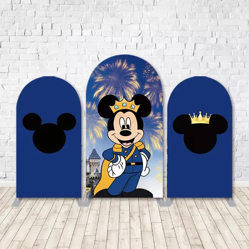 

Royal Blue Mickey Mouse Arch Backdrop Cover Wall Prince Boy First Birthday Party Decoration Supplies Background Baby Shower