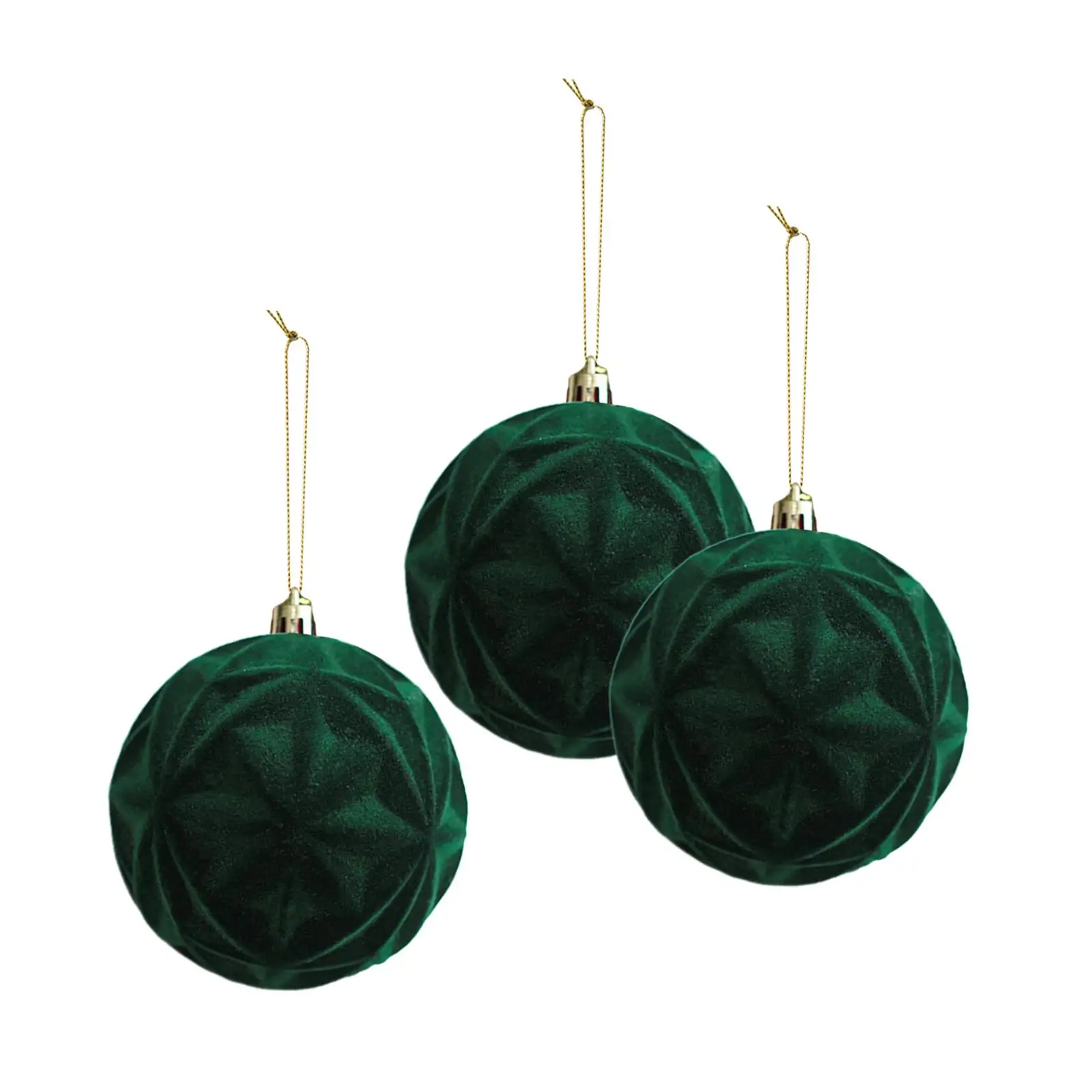 3 Pieces Flocked Christmas Ball Ornaments Set Velvet Balls 8cm Creative Charm