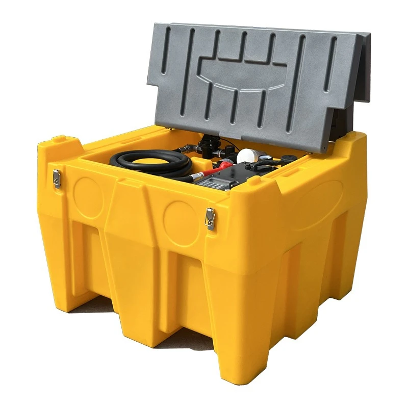 Diesel refueling machine 500 liters plastic oil tank cart with refueling pump refueling pipe