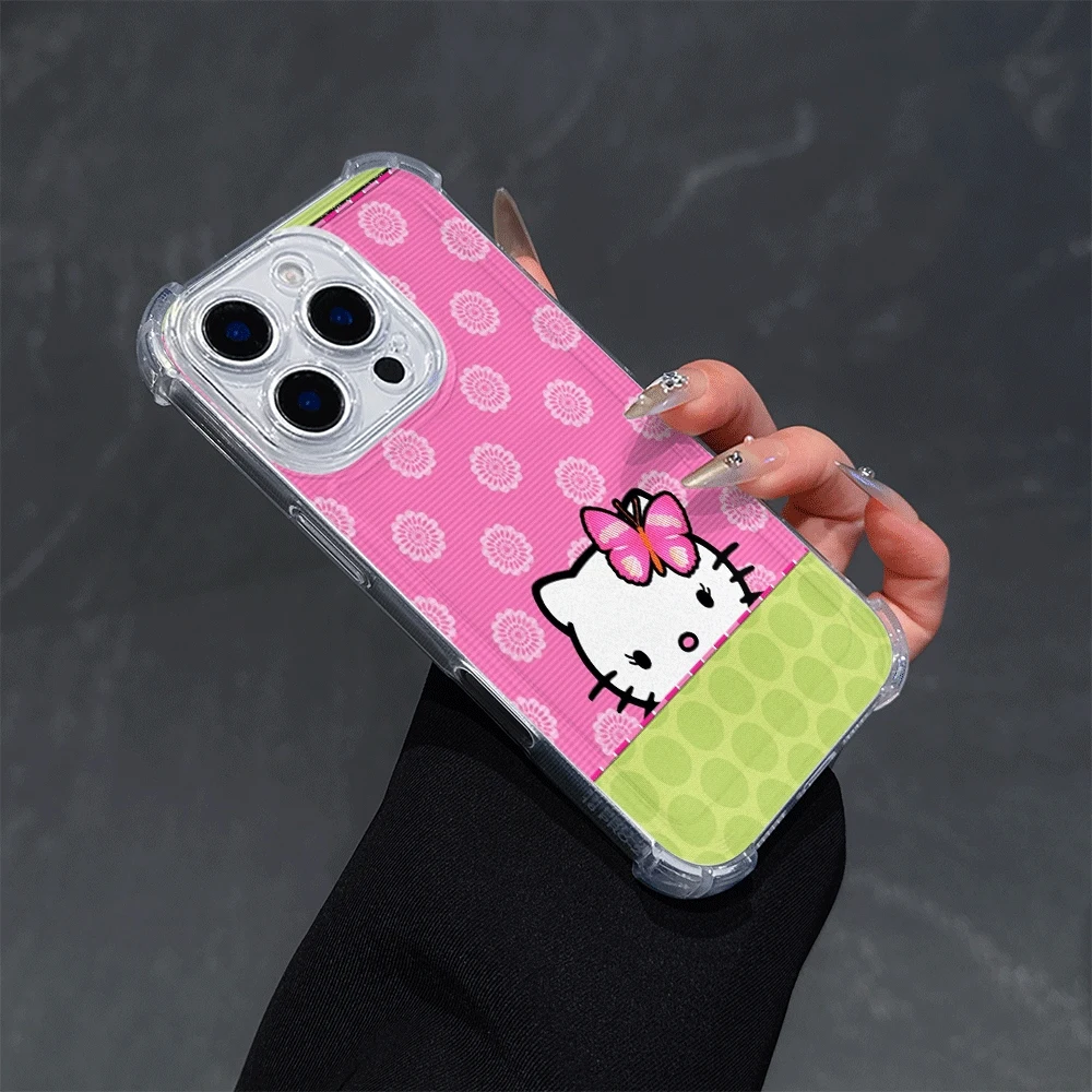 

Черный чехол для телефона «Hello Kitty Cat» IPhone 15 Pro IPhone 16/15/14/13/12/11/x/xs Max, женский чехол для iPhone Sanrio KT Fashion