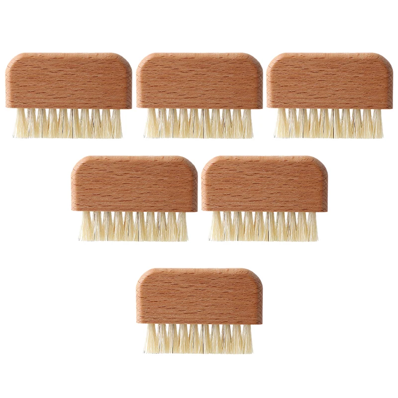 Pig hair Nail dust brush Natural Beech Wood Bristle Mini Finger Nail Brush Custom Logo Multifunctional Nails cleaning tools