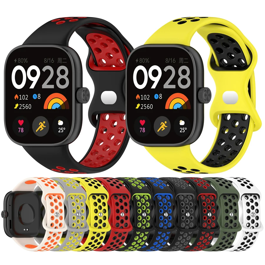 Image of Atmungsaktives Silikonarmband für Redmi Watch 4 5 6 Sport, austauschbares Armband für Xiaomi Mi Band 8 Pro/9 Pro/10 Pro.