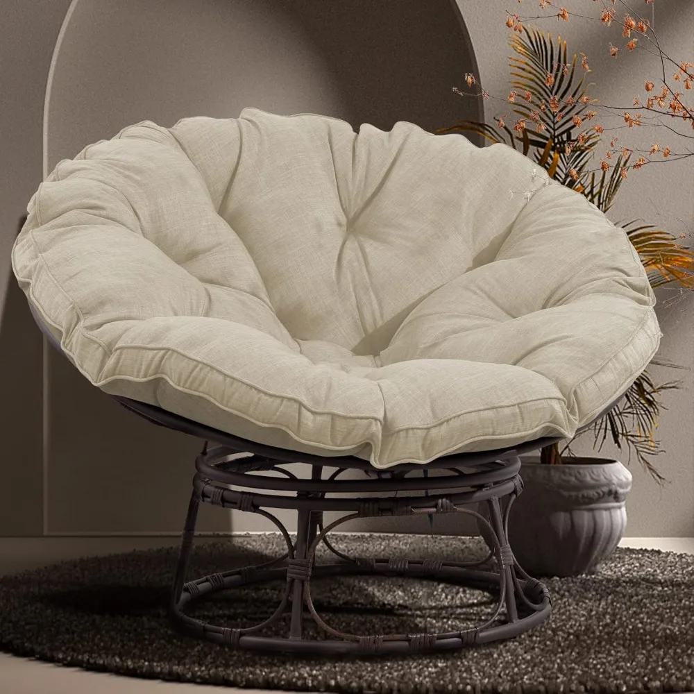 

Chair with Cushion and Frame 46'' Wicker Lounge Chair with Cushion and Frame Large Saucer Chair, Lazy Chair, Circle Chair,