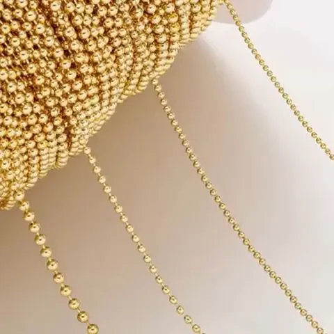 

14K Gold Wrapped round Bead Chain DIY Semi-Finished Bean Chain Loose Jewelry Accessories for Crafting