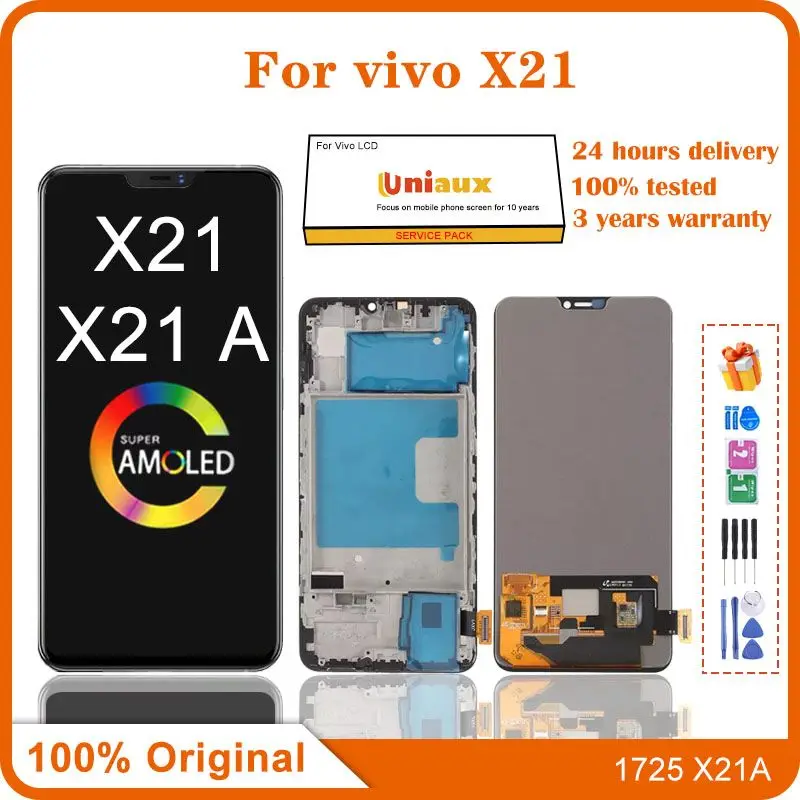 

6.28'' Original For VIVO X21 X21A 1725 X21 Display Touch Screen Digitizer LCD Assembly Replacement Phone Repair 100% Tested