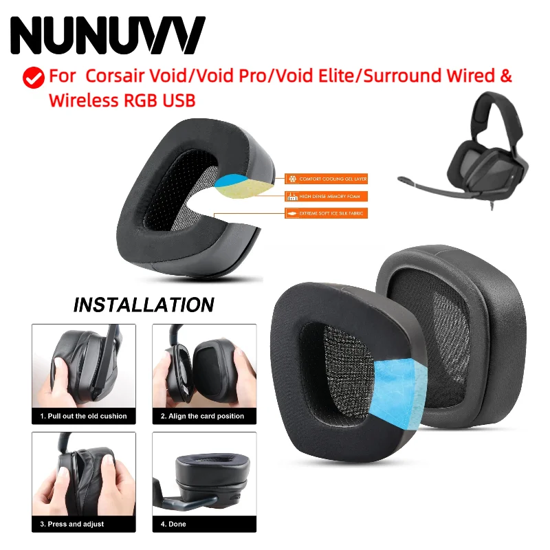 

Replacement Ear Pads Top Headband For Corsair Void/Void Pro/Void Elite/Surround Wired & Wireless RGB USB Headband Cushions