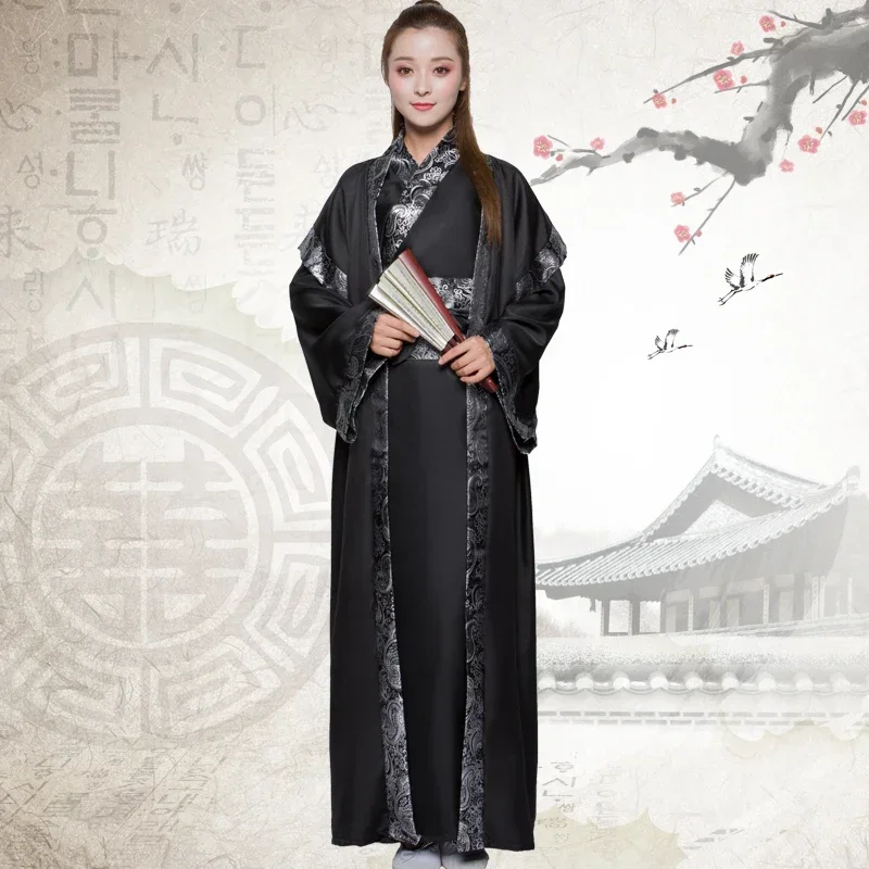 New Chinese Folk Dance Straight Cloak Clothing Hanfu Women Ancient Costume  Chivalrous Knight Errant Female Scholar.