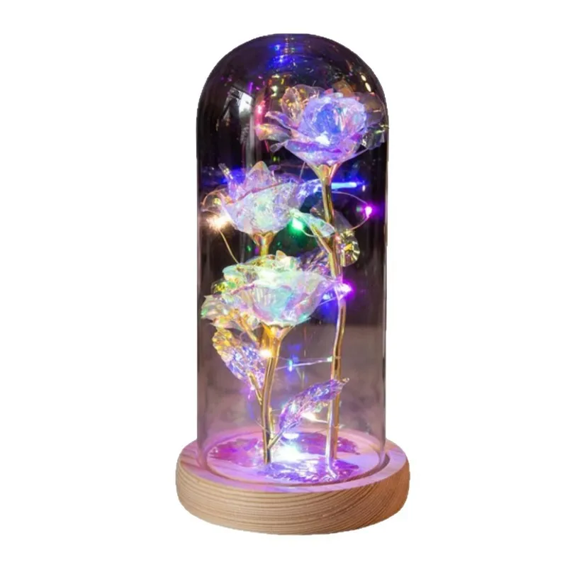 Regalo del Día de San Valentín 2026, cubierta acrílica de rosa eterna, lámina de luz Led, flor, decoración del Día de la madre, regalo de fiesta de cumpleaños