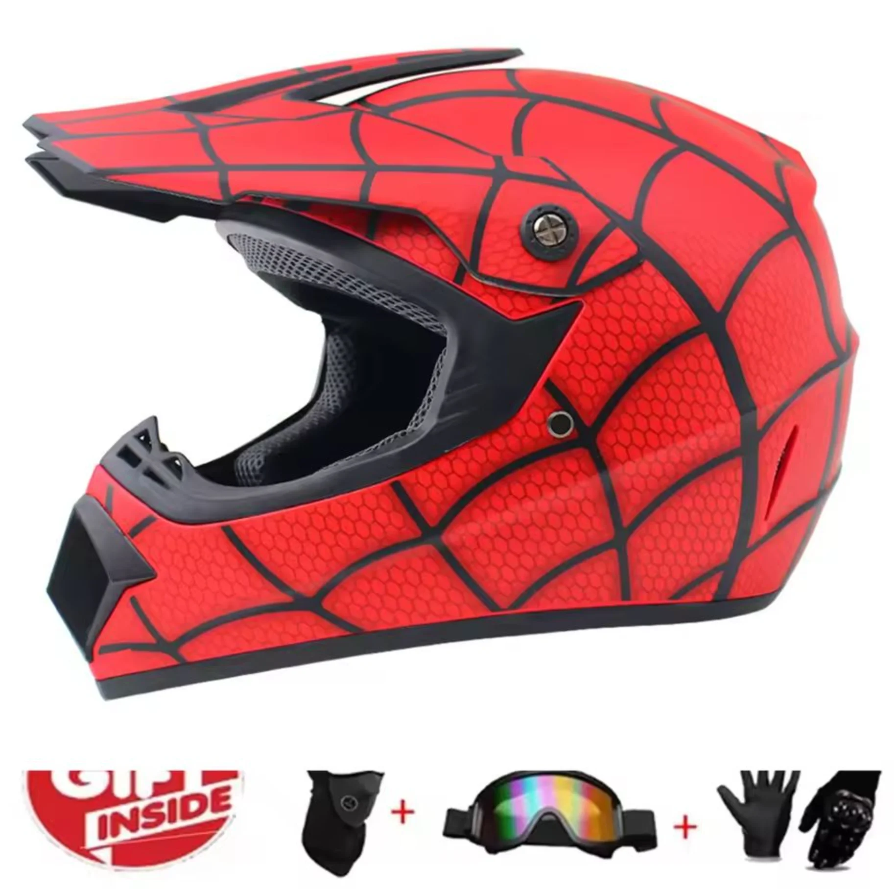 Kids & Youth Full-Face Motorcycle Helmets – Dirt Bike Gear – Off-Road Goggles – Cycling Protective Gloves