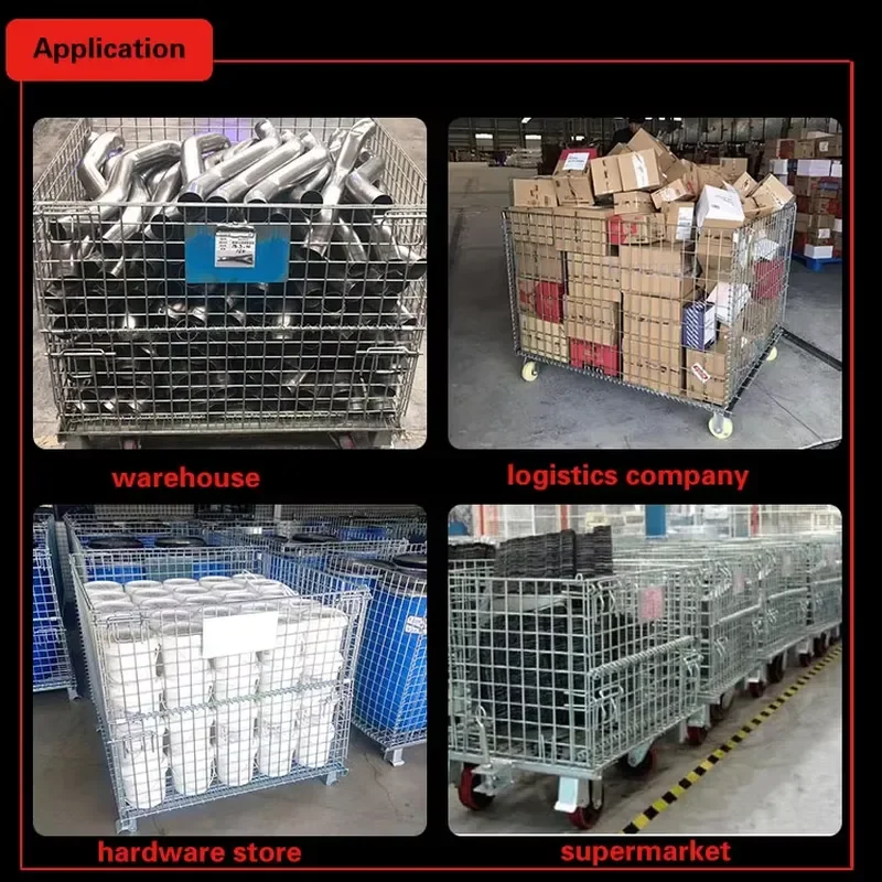 Classic square, affordable warehouse storage cage with collapsible stackable steel welded mesh steel wire container for cargo