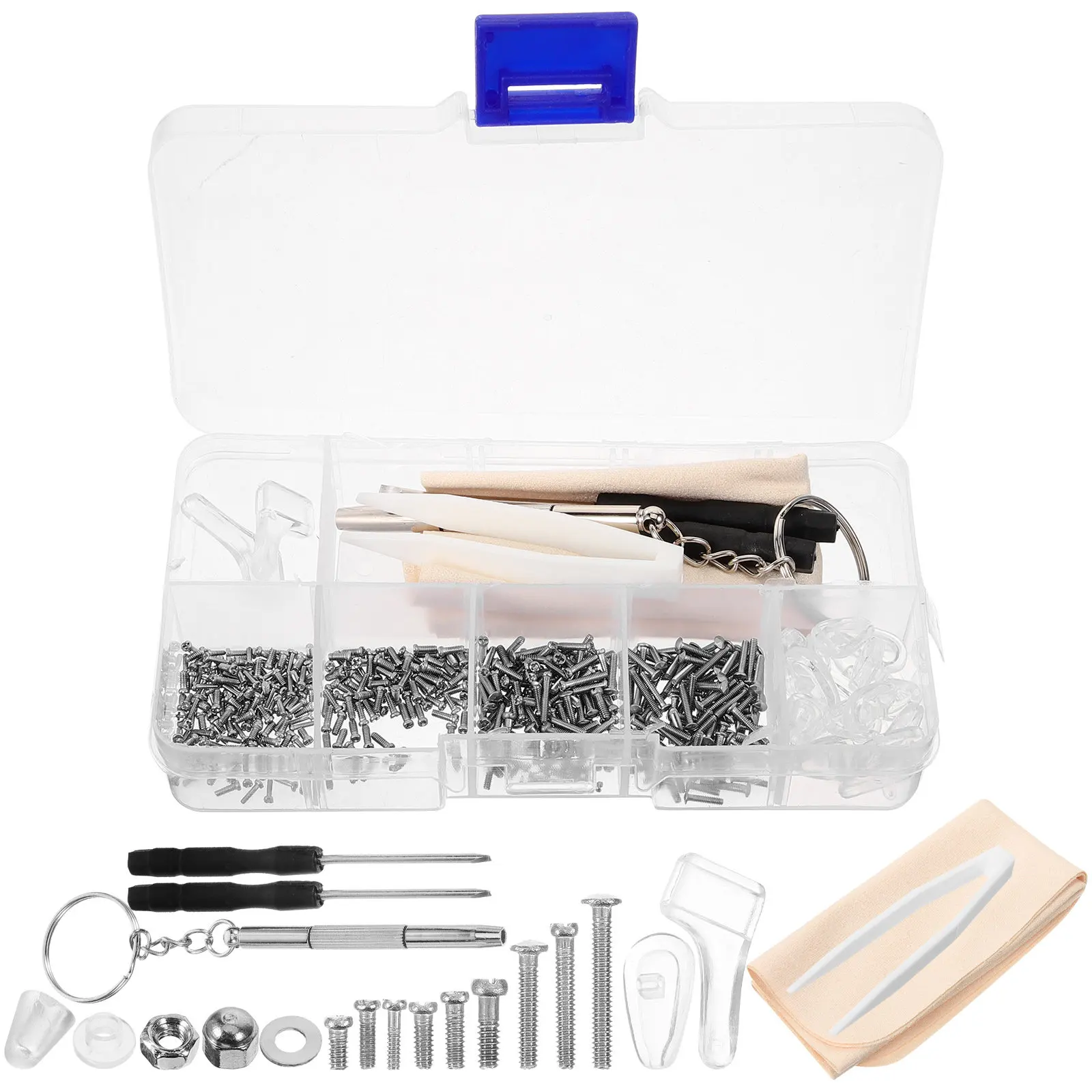 1Set Eyeglass Repair Kit Glass Repair Kit Includes Replacement Screws Nose Pads Precision Screwdriver for All