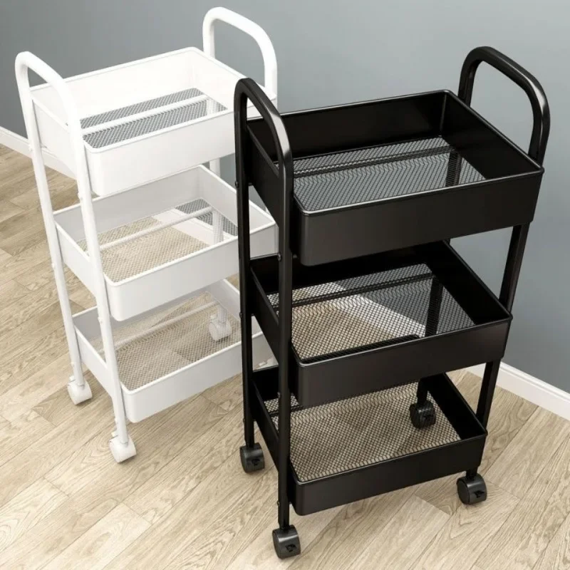 Kitchen Bathroom Snacks Home Freestanding Wheels Trolley Cart Utility Cart Dorm Storage Cart Multi Tier Rolling Organizer