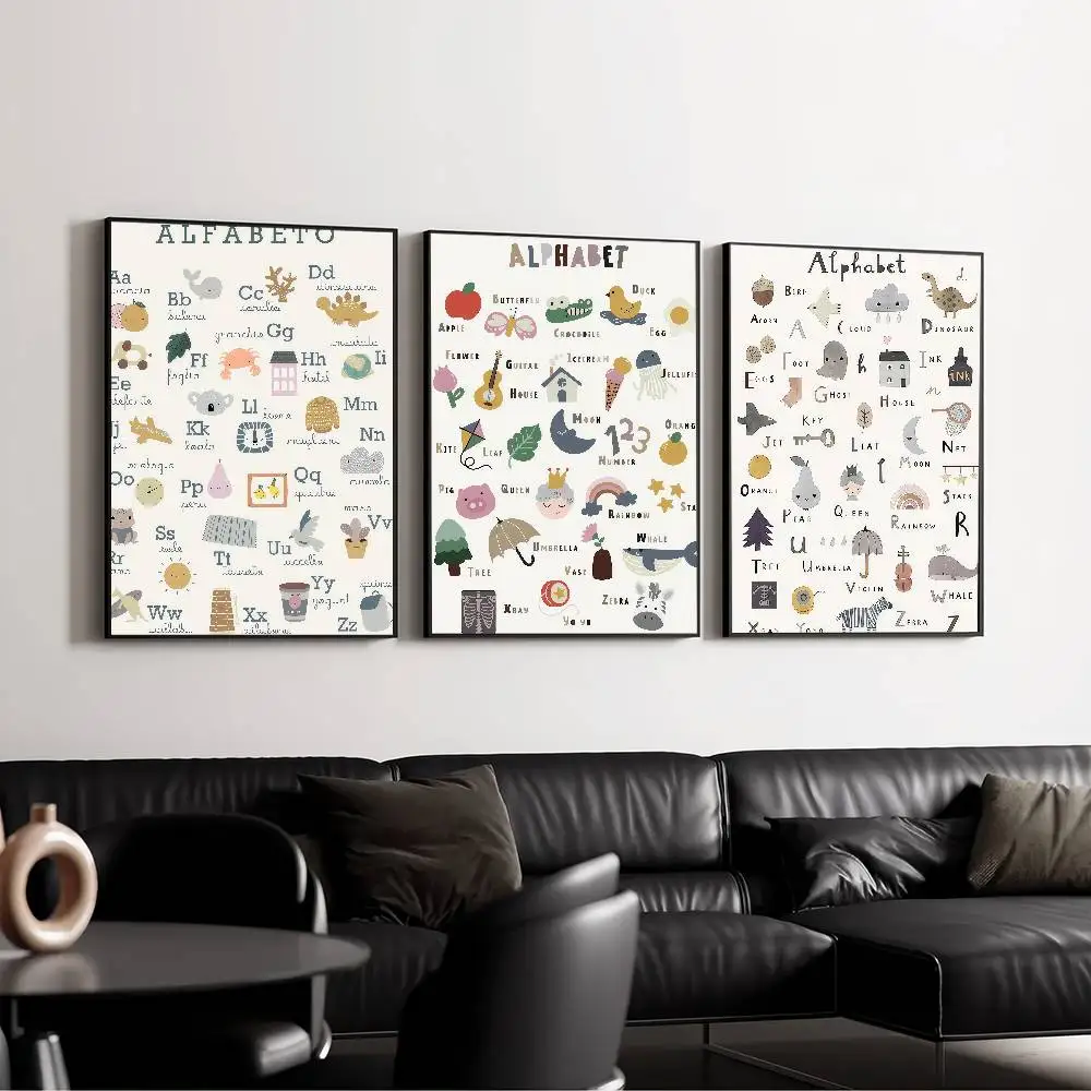 Alphabet Number Wall Poster Self-Adhesive Art Waterproof Paper Sticker Coffee House Bar Room Wall Decor