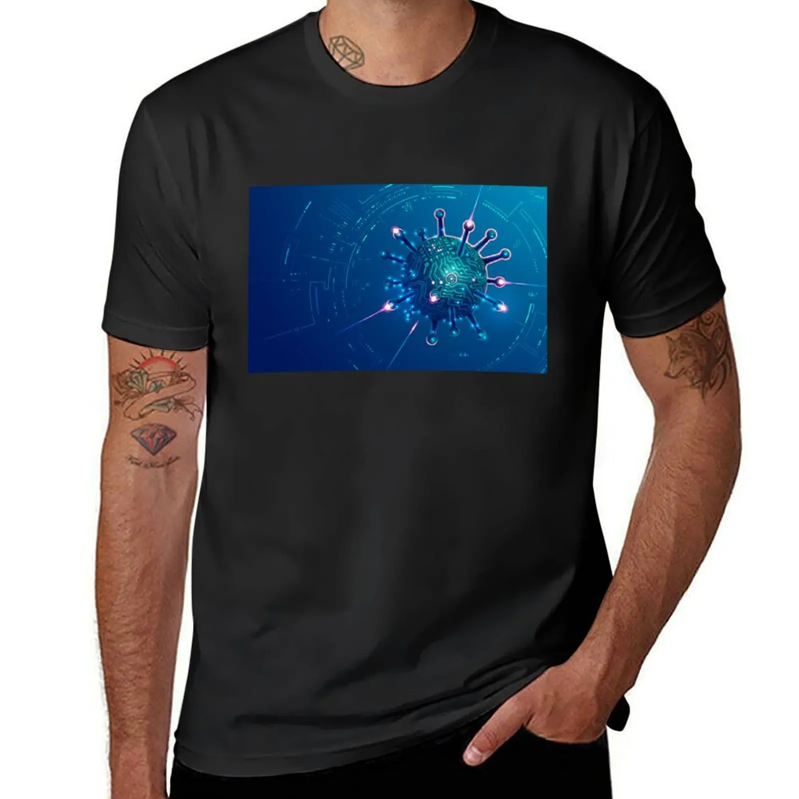 synthetic biology virus electronic pattern T-Shirt sports fans new edition men clothes