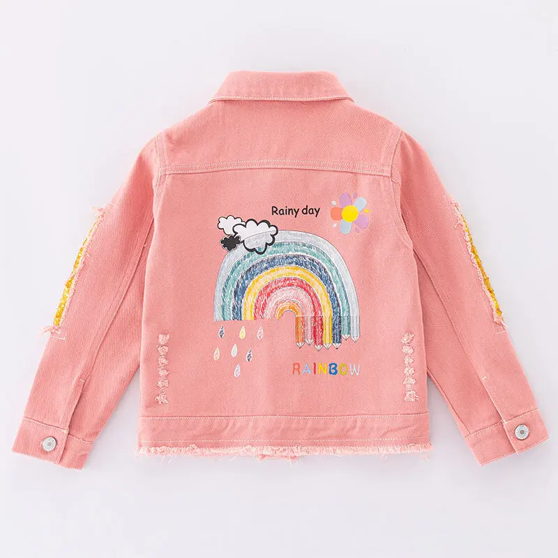 Girls Denim Jacket Spring Korean Style Fashion Toddler Kids Jacket For Girls Coats Autumn  Children Girls Pink Jacket