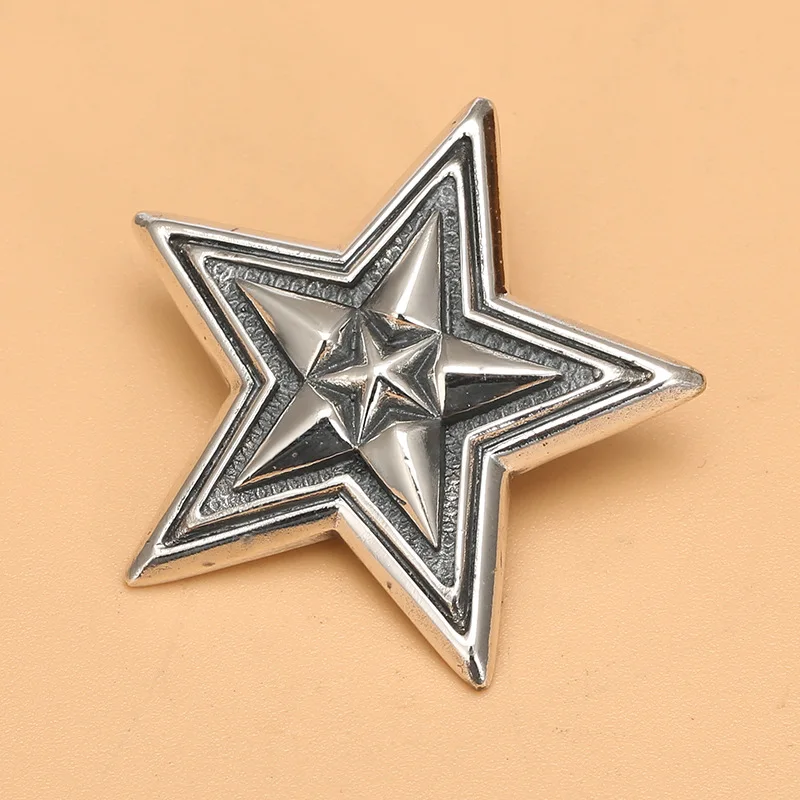 Pendentif tendance pentagramme en argent pur S925, chaîne de chandail de style punk en argent thaïlandais rétro, accessoire pendentif tendance