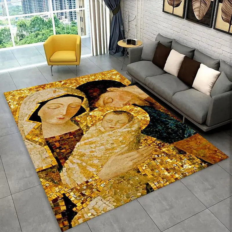 Virgin Mary Christian Faith Large Area Rug Non-slip Durable Carpet for Bedroom Living Room Sofa Doormat Home Decor Floor Mat