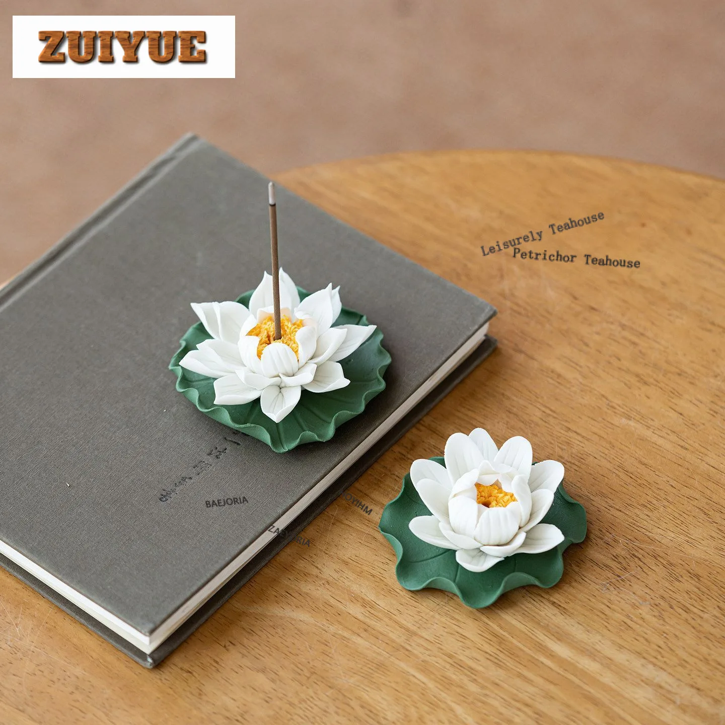 Ceramic Handcrafted White Lotus Incense Holder Diffuser Incense Burners Aromatherapy Censer Tableware Supplies Decoration