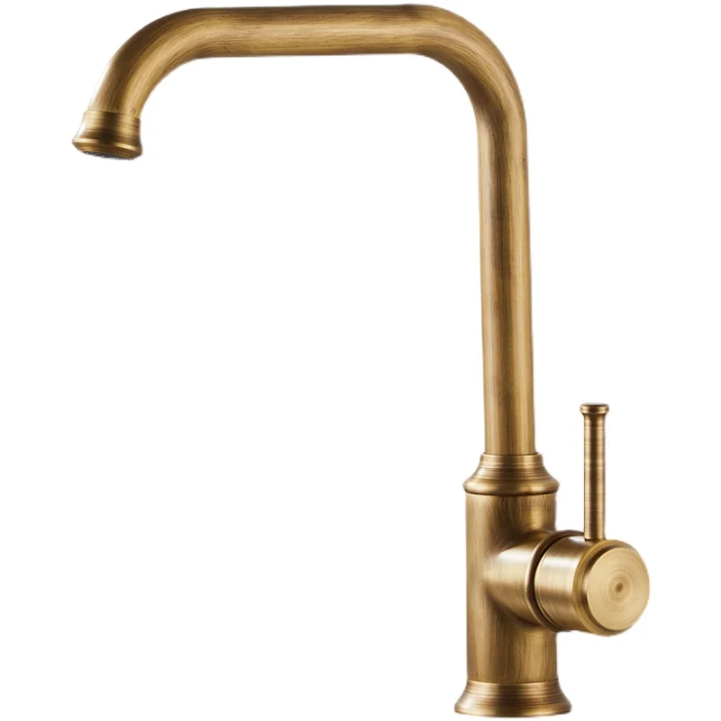 Antieke Bronzen Keukenkraan Warm Koud Water Mixer Kraan Dek Gemonteerd Enkel Gat Gootsteen Kraan 360 Rotatie El908