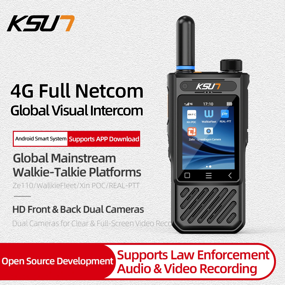 

Смартфон-рация с поддержкой Android, камерой и Google Playstore для загрузки приложения Zello Walkie Talkie KSUN ZL65PLUS