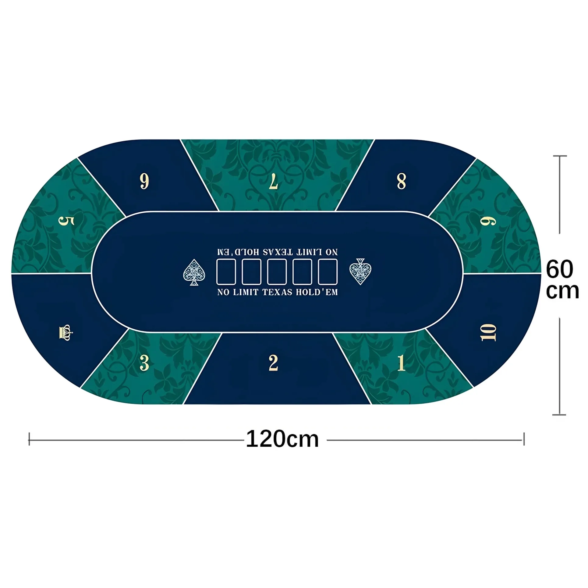 تصميم خاص لفرش طاولة البوكر متعدد الأشخاص، 120 × 60 سم، سجادة طاولة البوكر Texas Hold 'em، مفرش طاولة البوكر، مفرش طاولة مطاطي