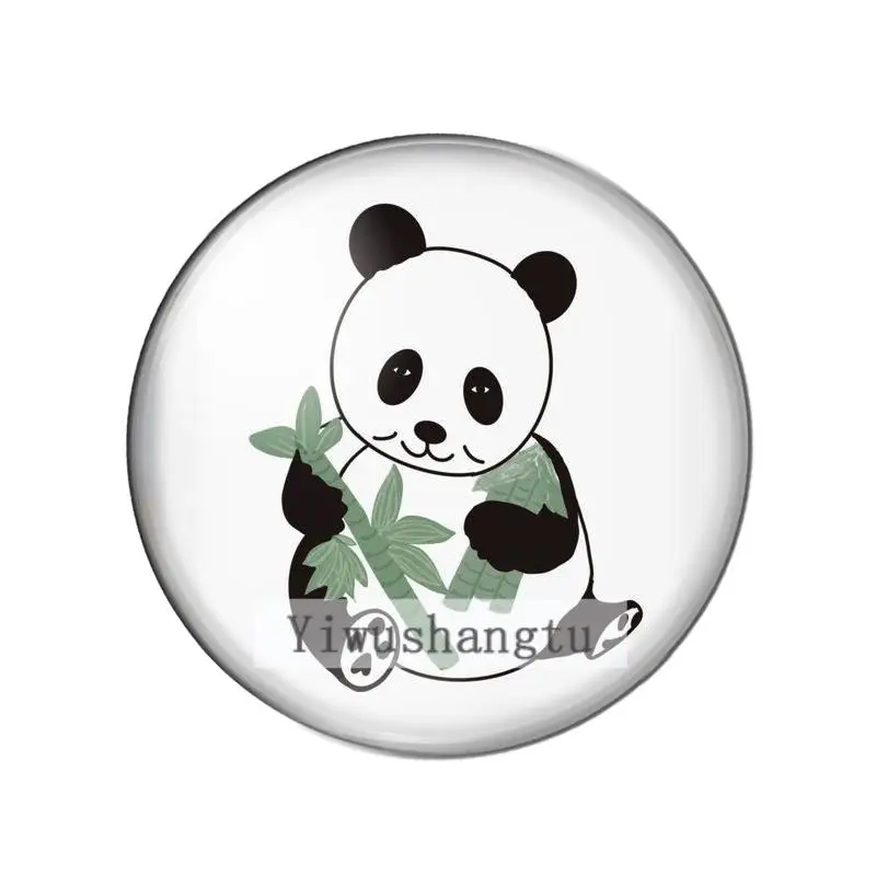 Lovely cartoon panda chinese National animal 12mm/20mm/25mm/30mm Round photo glass cabochon demo flat back Making findings