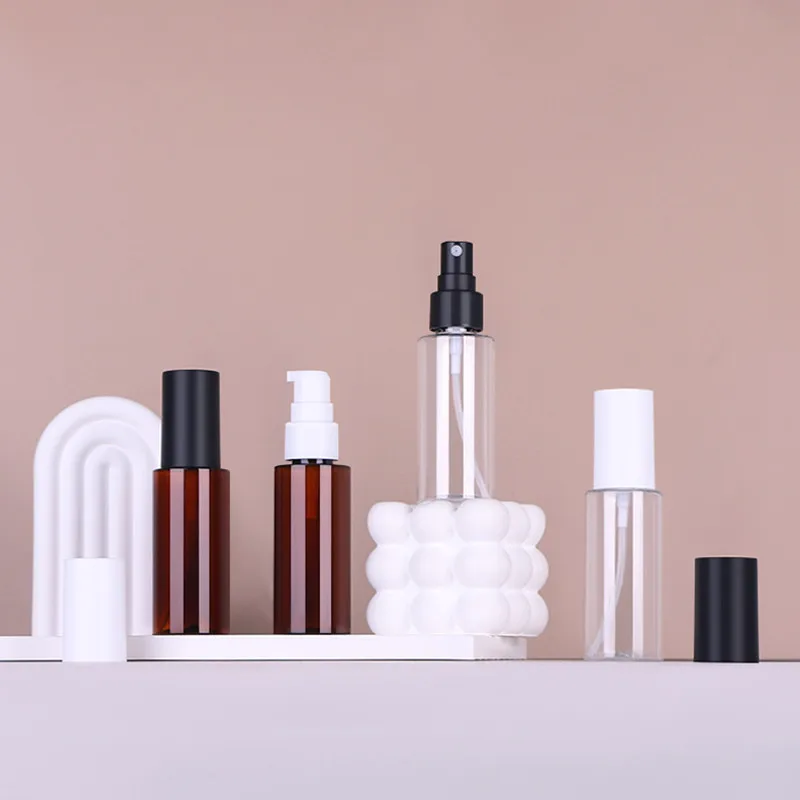 10/30/50pcs 50ml Empty Plastic Spray Bottle Clear/Brown Lotion Pump Bottle Travel Perfume Atomizer Refillable Container
