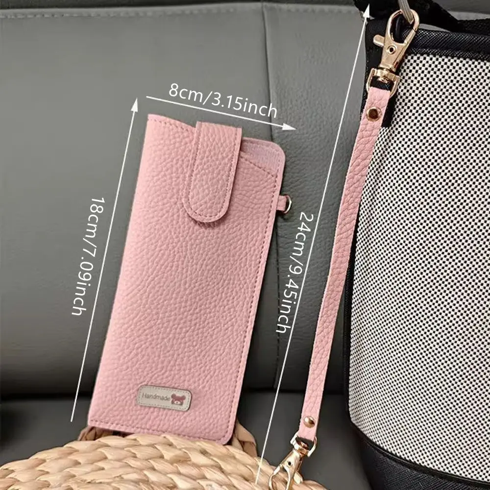 حقيبة تخزين النظارات الشمسية المصنوعة من جلد البولي يوريثان بلون سادة مع حبل نظارات شمسية معلقة وحقيبة نظارات شمسية محمولة متينة #6