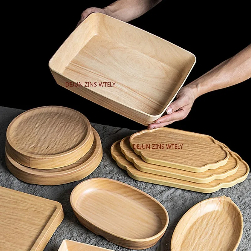 Anti-slip Reusable Serving Melamine Platter Multi Shape Food Cake Plate Restaurant Hot Pot BBQ Platter Kitchen Plastic Tableware