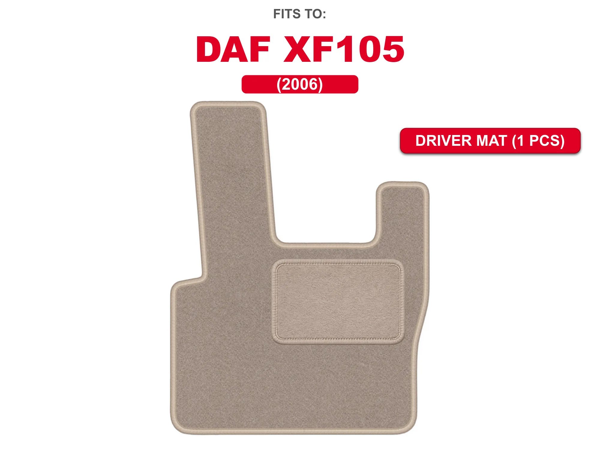 Beige velours bestuurdersmat voor: DAF XF105 2006 vrachtwagen