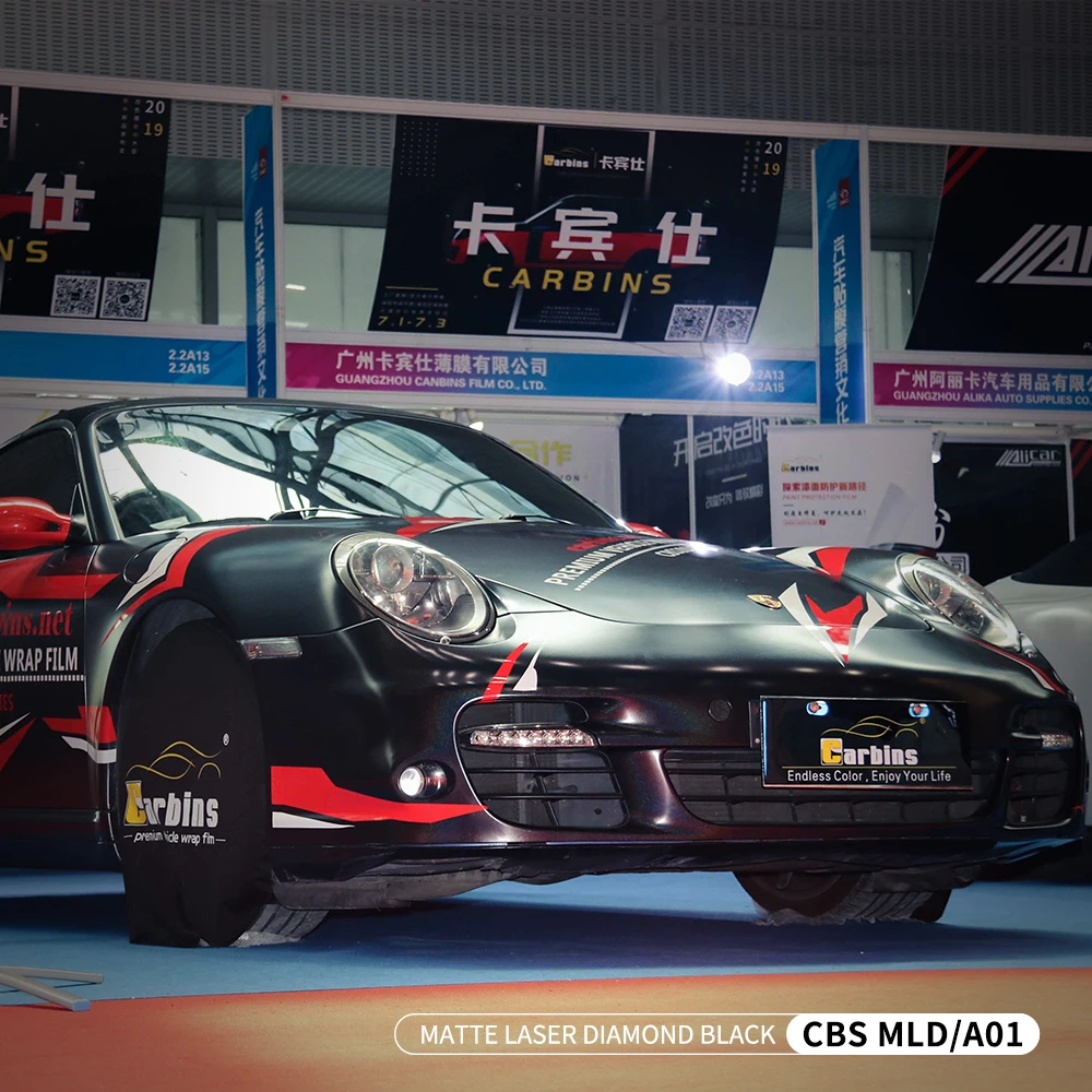 Folia samochodowa Carbins, hit sprzedaży, matowa, laserowa, diamentowa, czarna, PVC, bez pęcherzyków, do zmiany koloru karoserii, folia dekoracyjna.