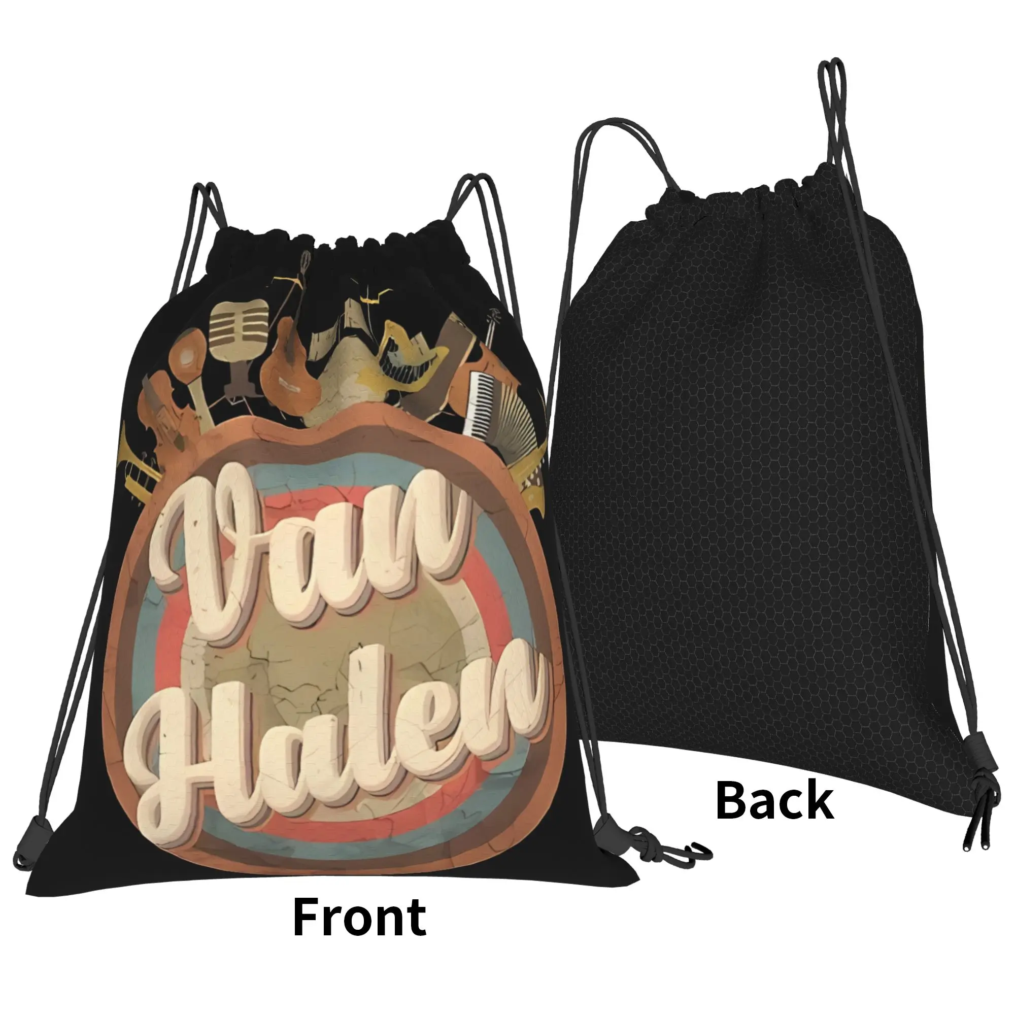 80s Music Van Halen Portable Travel Drawstring Bags Riding Backpack gym bag Storage Backpacks