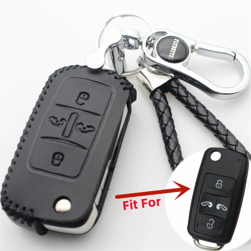 Genuine Leather 4Button Key Case Cover For Vw Multivan Sharan Crafter For Seat Alhambra