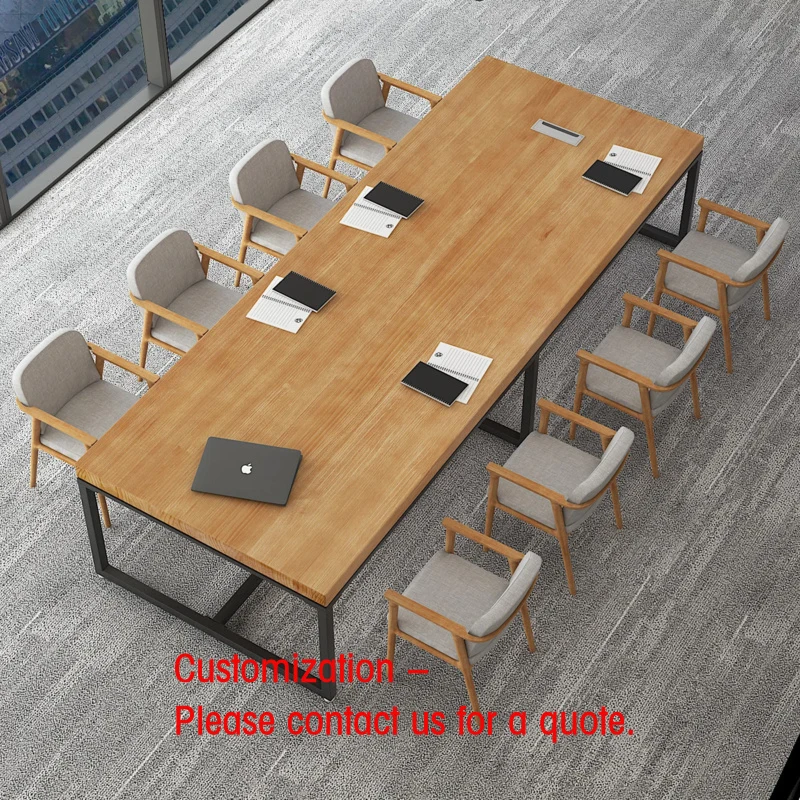 custom.Loft Industrial Style Conference Table Desk Workbench Iron Solid Wood Office Furniture Commercial Use School Long Table 6