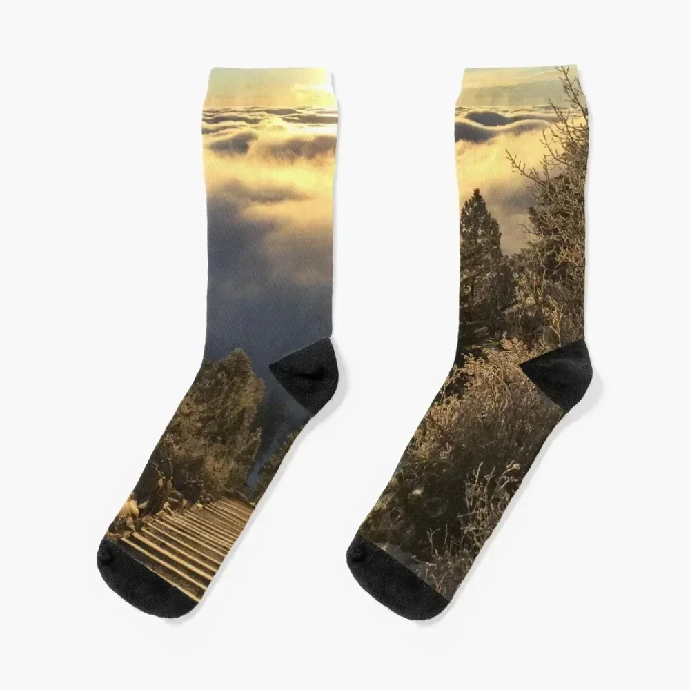 

Manitou Incline Sunrise Socks bright garter christmass gift designer New year's Socks Women Men's