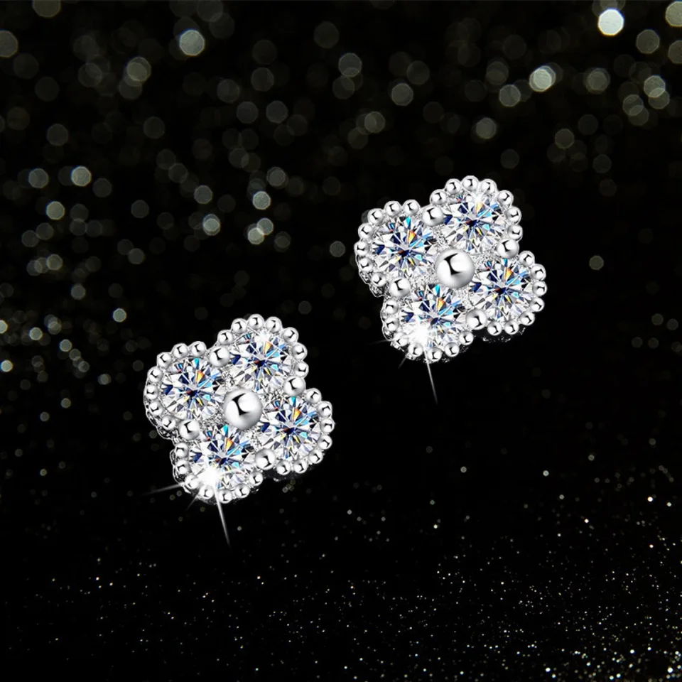 Trumium 1.2CT モアッサナイトスタッドピアス女性用 925 ジュエリー 4 