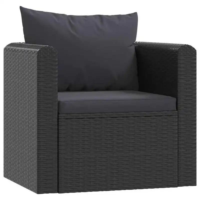 

9 Piece Patio Lounge Set with Cushions Poly Rattan Black