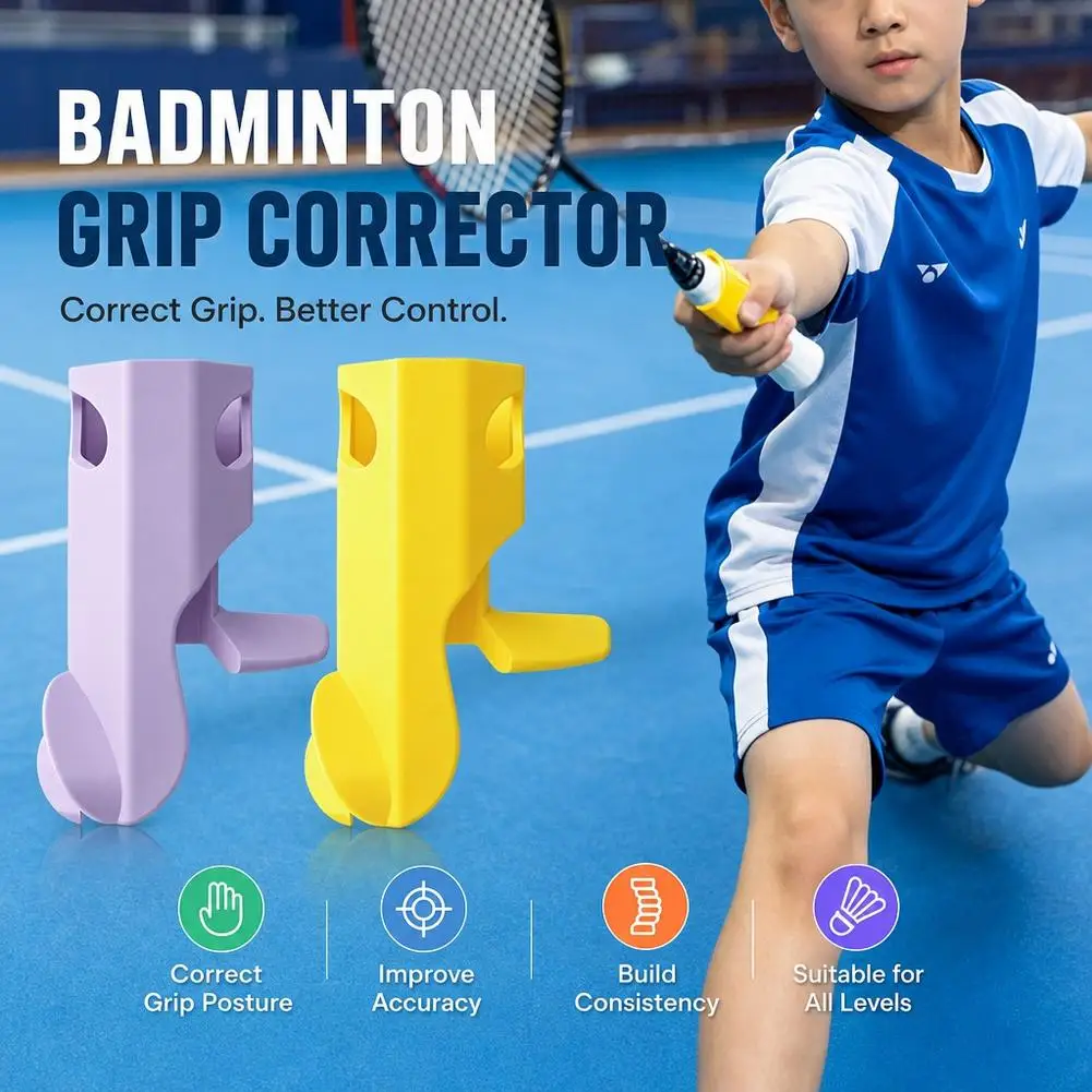Badminton Grip Corrector Ergonomic Training Aid Glue-Free Racket Handle Finger Posture Correction Trainer For Beginners