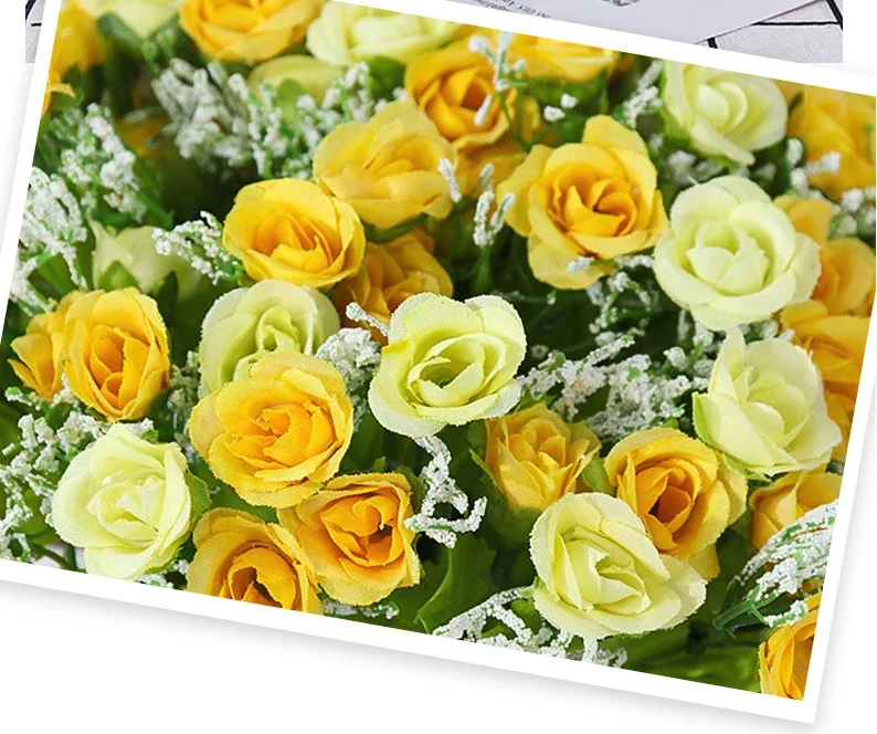 Künstliche Rosen strauß Haupt dekoration gefälschte Pflanze kleine Rose Kamelie Hochzeits dekoration künstliche Blume Wand zubehör – Detail 9